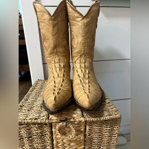 Espuelas de Plata Leon Mexico croc embossed leather western boots. Handmade sz 8